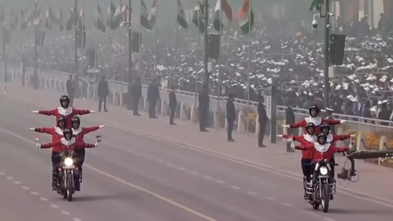 Motorcycle display on Naari Shakti Republic Day Parade