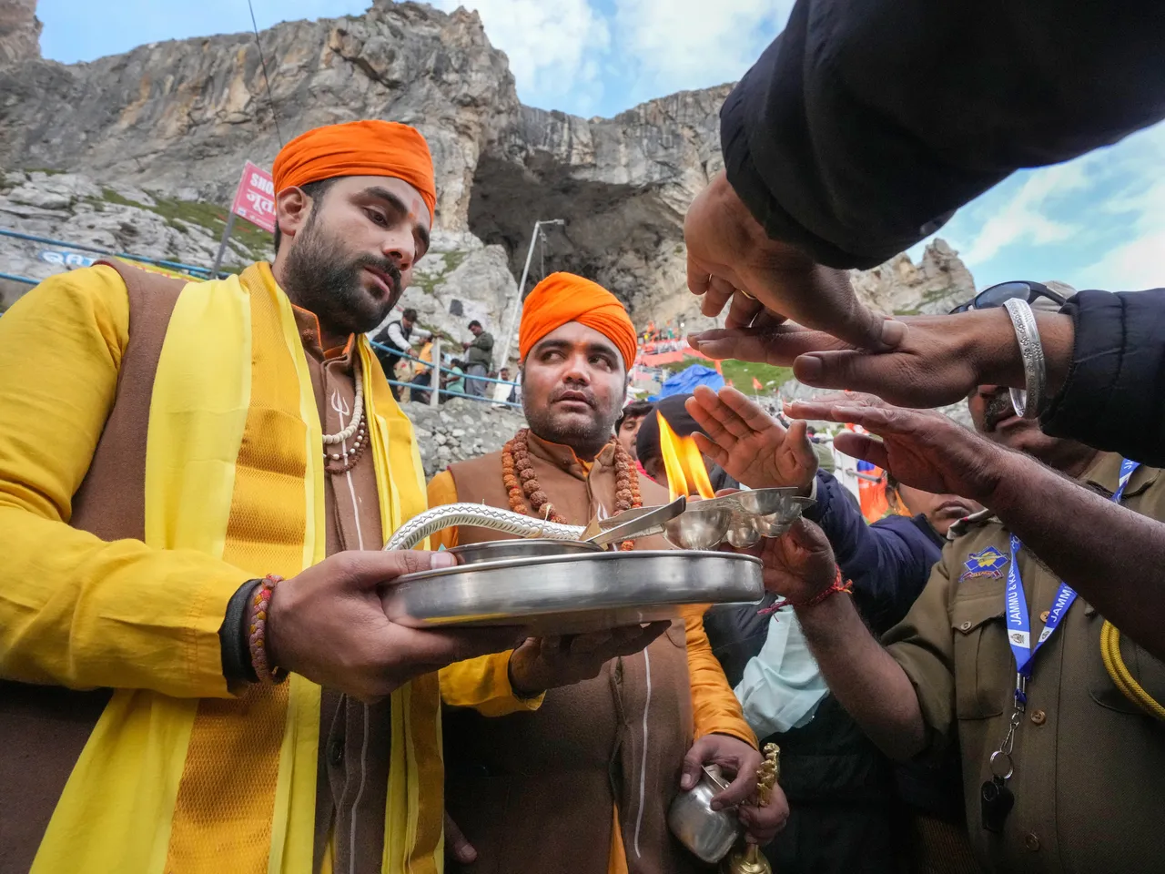 Devotees during the pilgrimage to the holy cave shrine of Amarnath, in Anantnag district.jpg