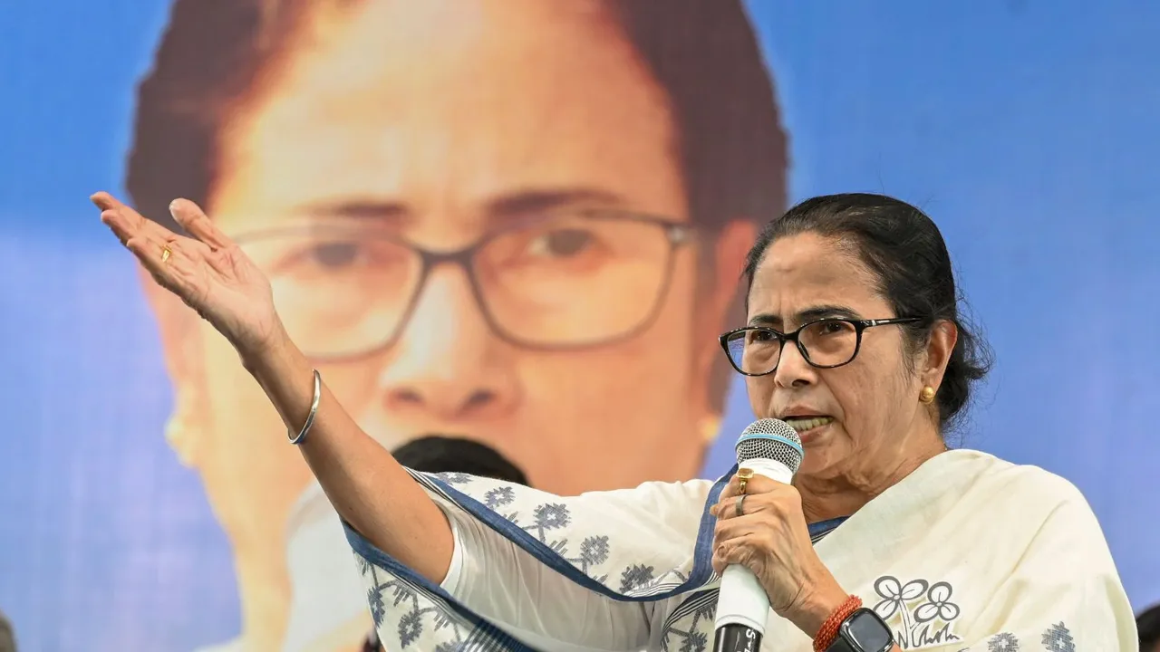 West Bengal Chief Minister Mamata Banerjee addresses a public meeting for Lok Sabha elections, in Asansol, Saturday, April 27, 2024