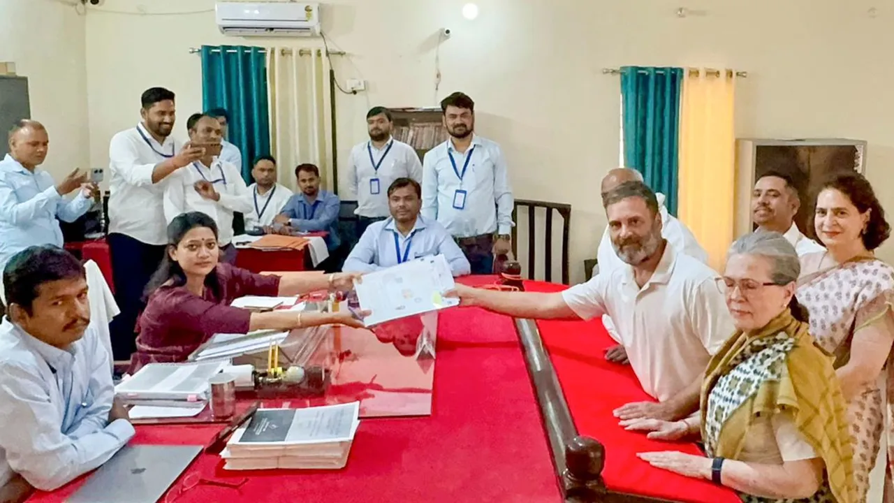 Congress leader and candidate from Rae Bareli constituency Rahul Gandhi files his nomination for the Lok Sabha elections, in Rae Bareli, Friday, May 3, 2024