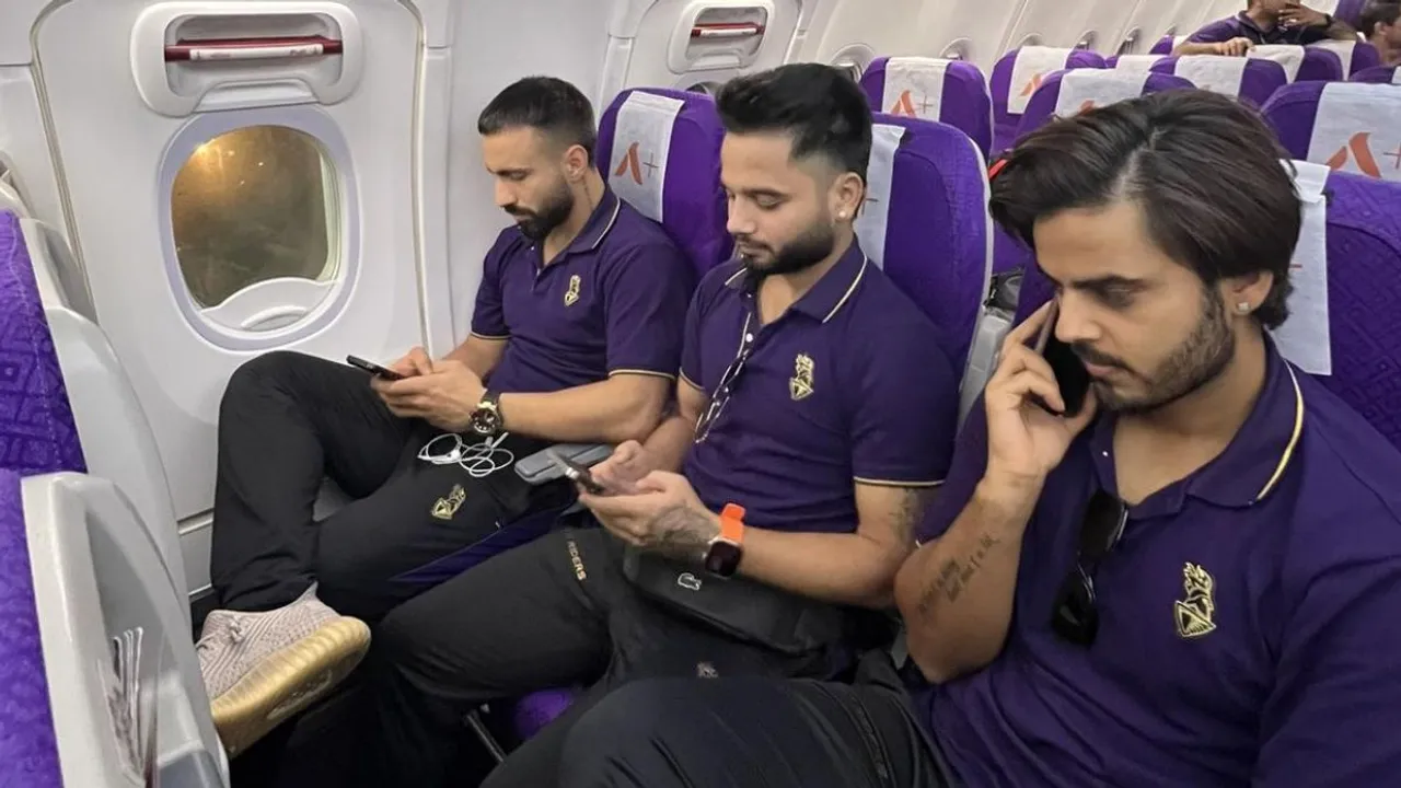 Kolkata Knight Riders players in the charter flight that had to be diverted to Guwahati first and then to Varanasi after adverse weather conditions made it impossible to land the plane in Kolkata