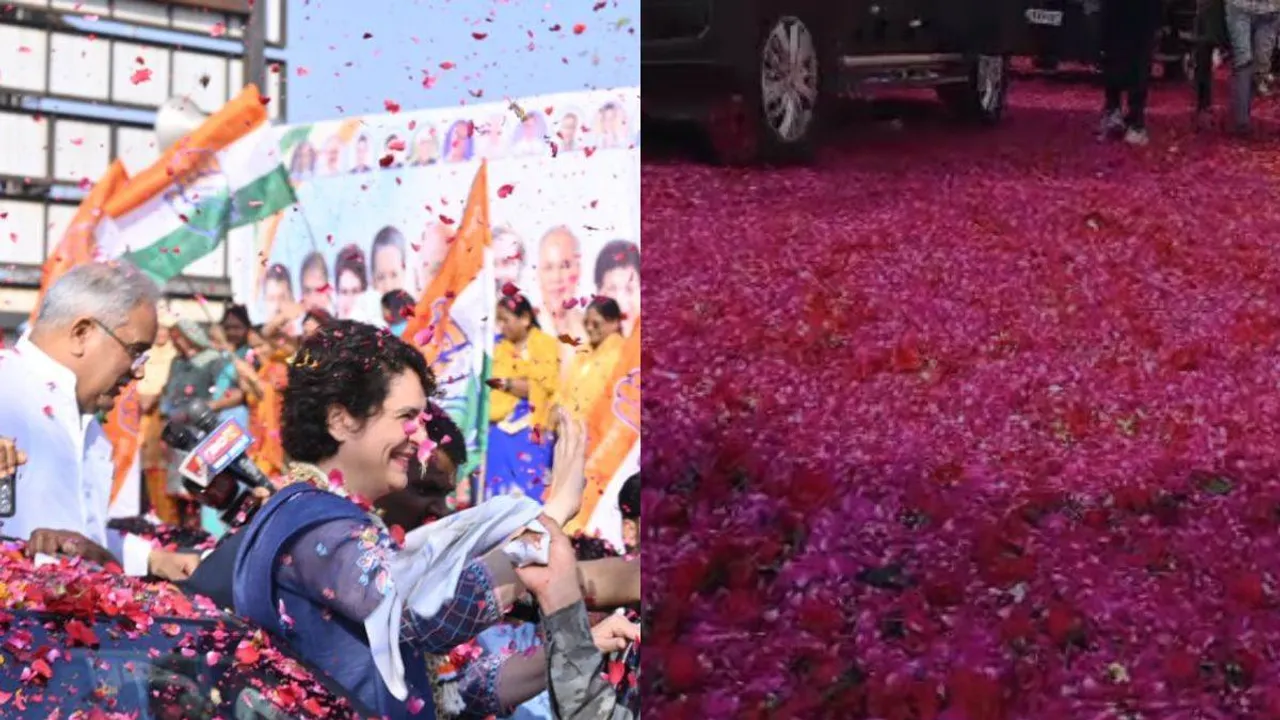 Rose-carpet welcome for Priyanka Gandhi Vadra at Congress plenary