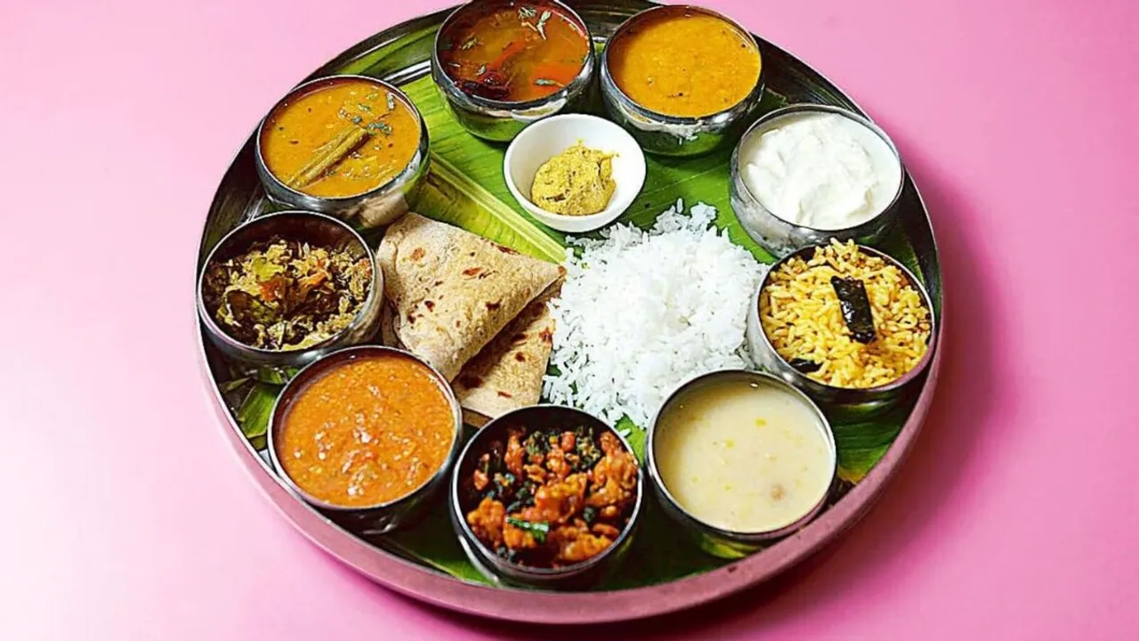 vegetarian thali, food, indian food 