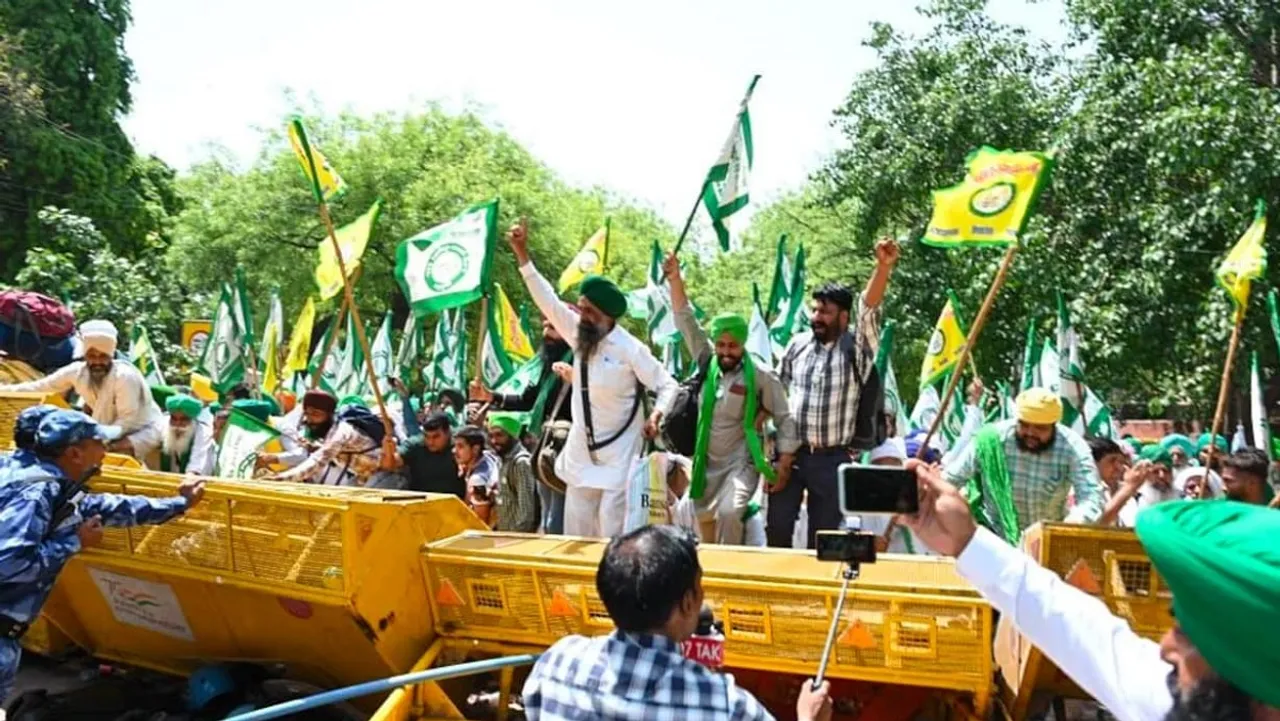 Farmer Unions Wrestlers protest at Jantar Mantar