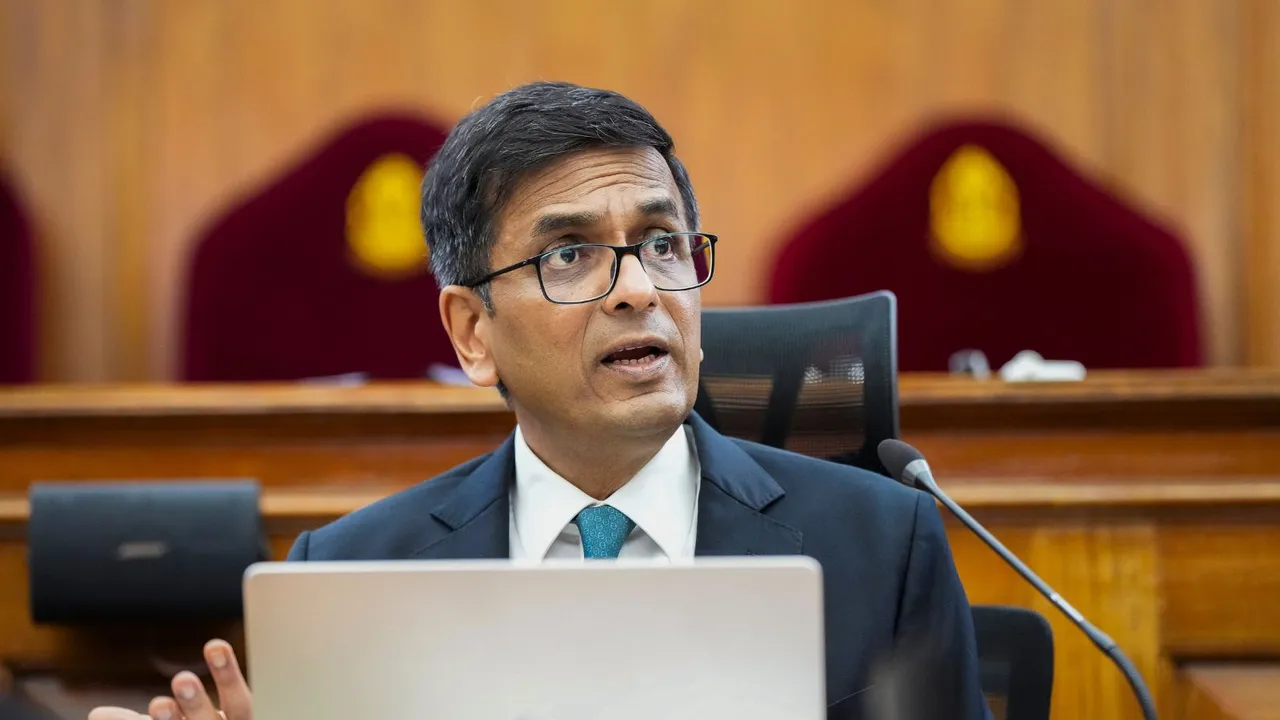 Chief Justice of India D.Y. Chandrachud during a special Lok Adalat, celebrating 75 years of the Supreme Court, in New Delhi, Monday, July 29, 2024.