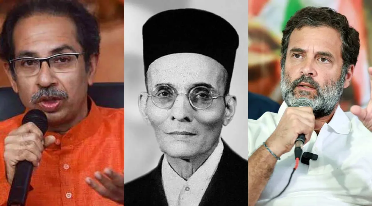 Uddhav Thackeray, V D Savarkar and Rahul Gandhi