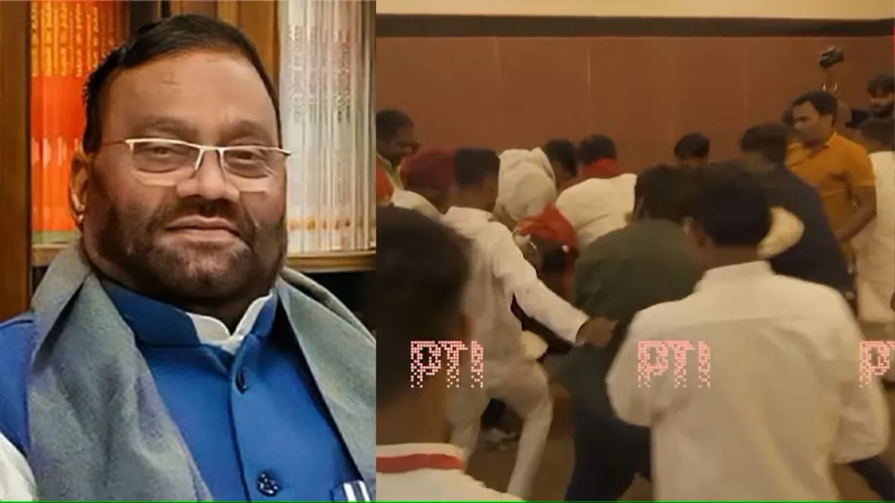 Shoe thrown at SP leader Swami Prasad Maurya during party event in Lucknow