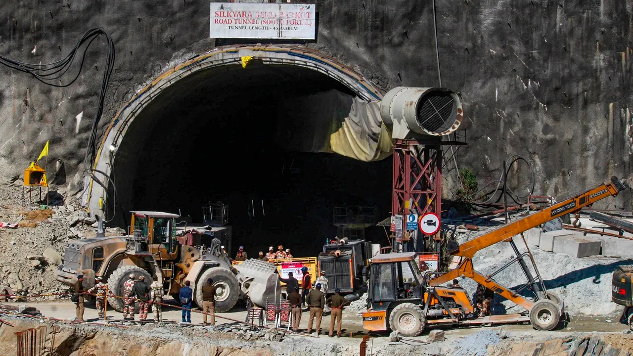 Rescue and relief operation underway after a portion of a tunnel under construction between Silkyara and Dandalgaon on the Brahmakhal-Yamunotri national highway