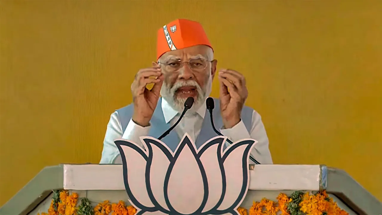 Prime Minister Narendra Modi speaks during a public meeting, in Thiruvananthapuram