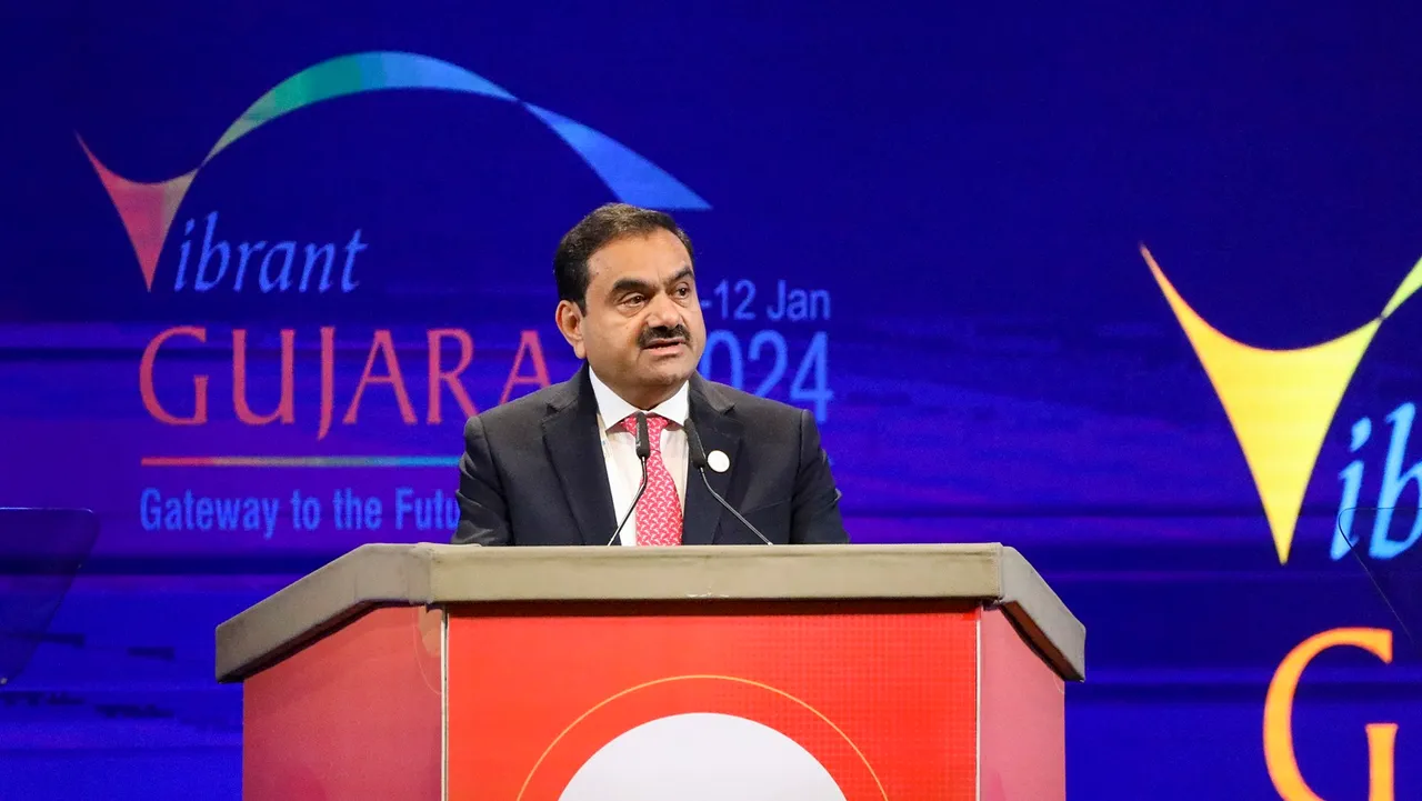 Adani Group Chairperson Gautam Adani speaks during the Vibrant Gujarat Global Summit 2024, in Gandhinagar