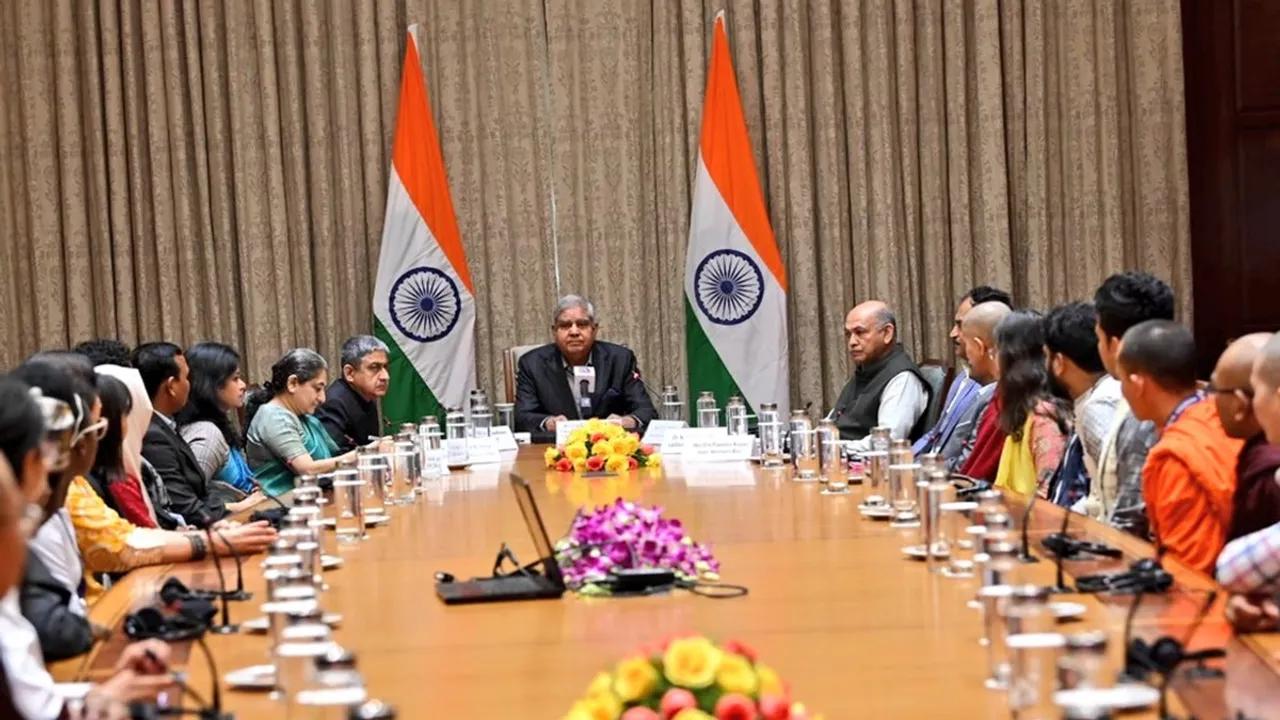 Vice President Jagdeep Dhankhar interacted with students of Nalanda University, in Parliament House today. 