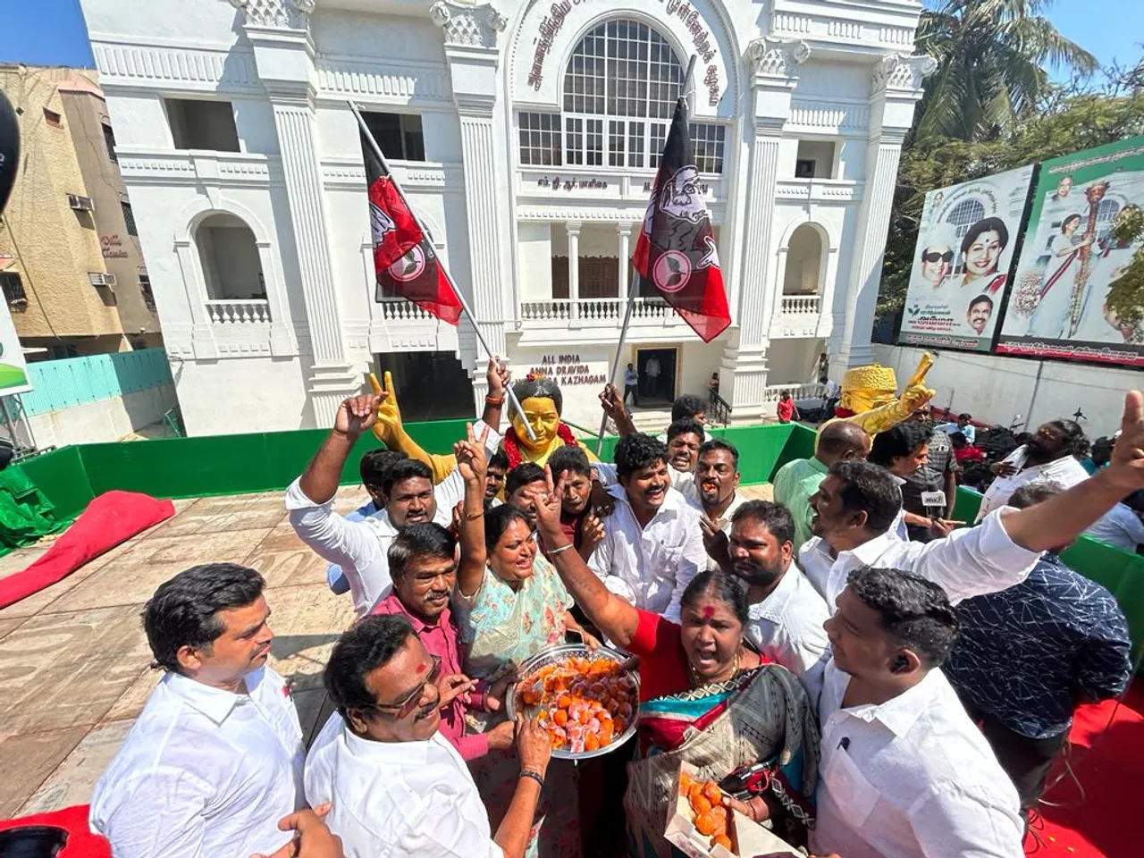 Celebrations break out at AIADMK hq after SC allows EPS to continue as party's interim chief