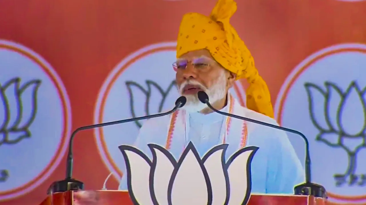 Narendra Modi addresses public rally in Banswara, Rajasthan