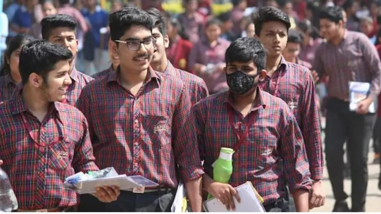 Boys coming back from school after giving board exams