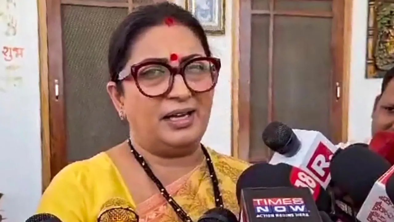 Union Minister and BJP candidate from Amethi constituency Smrit Irani interacts with the media, ahead of the third phase of Lok Sabha elections, in Amethi, Friday, May 3, 2024
