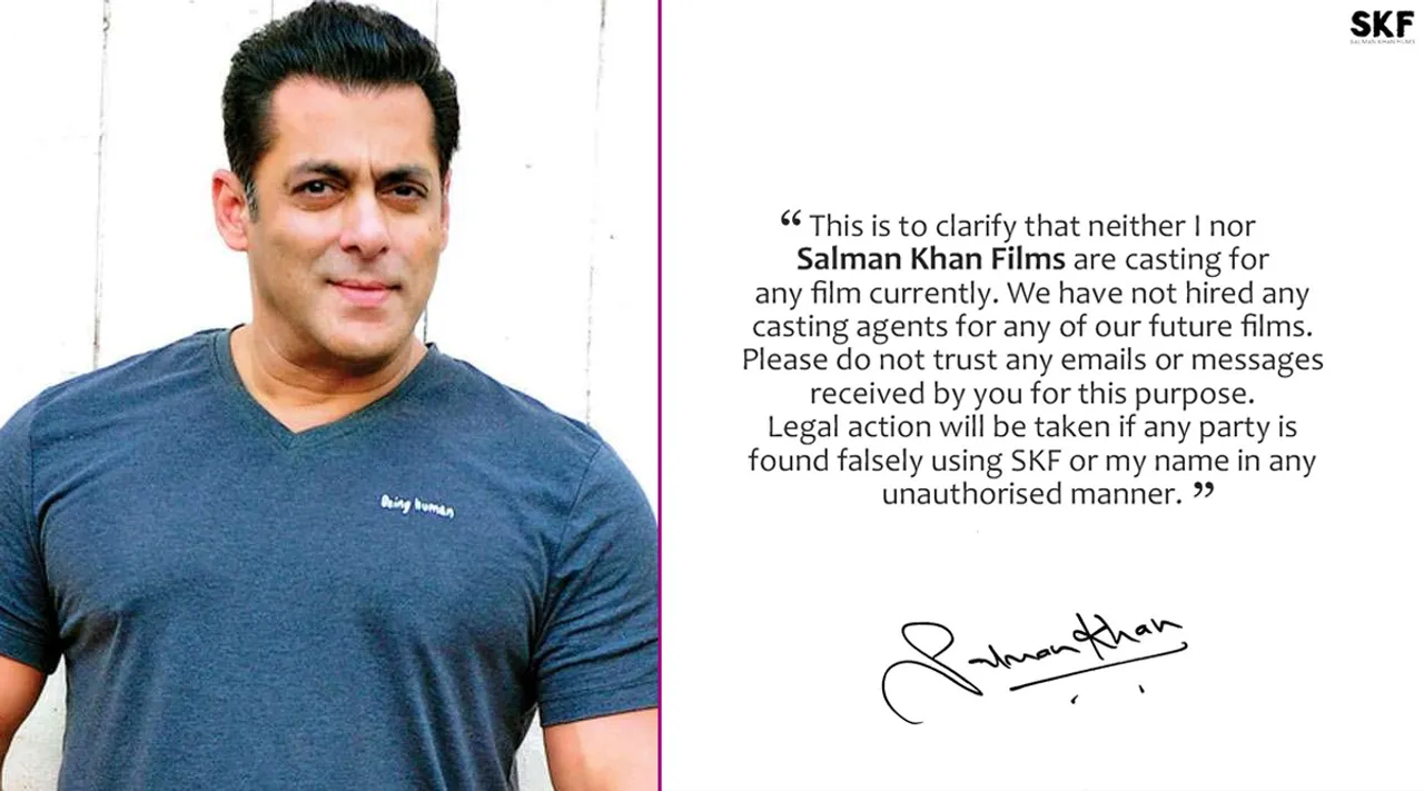 Salman Khan, production house SFK warn acting aspirants against fake casting call