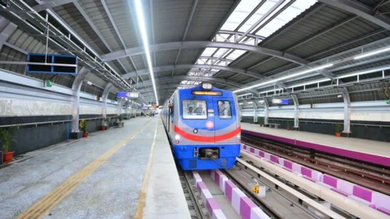 A view of a Metro station on the Kolkata Metro Joka -Taratala route