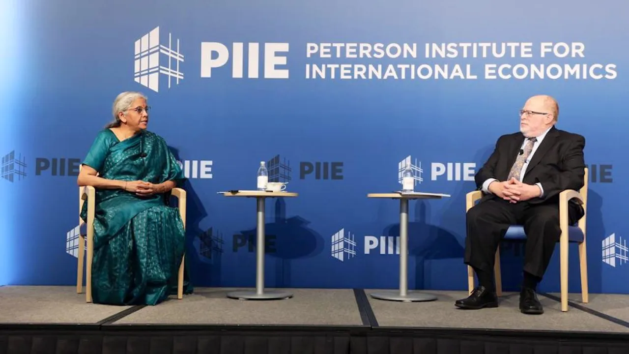 Nirmala Sitharaman converses with Adam Posen on “Resilience of the Indian economy amidst tightening of financial conditions” at Peterson Institute for International Economics on the sidelines of the Spring Meetings 2023 in Washington DC