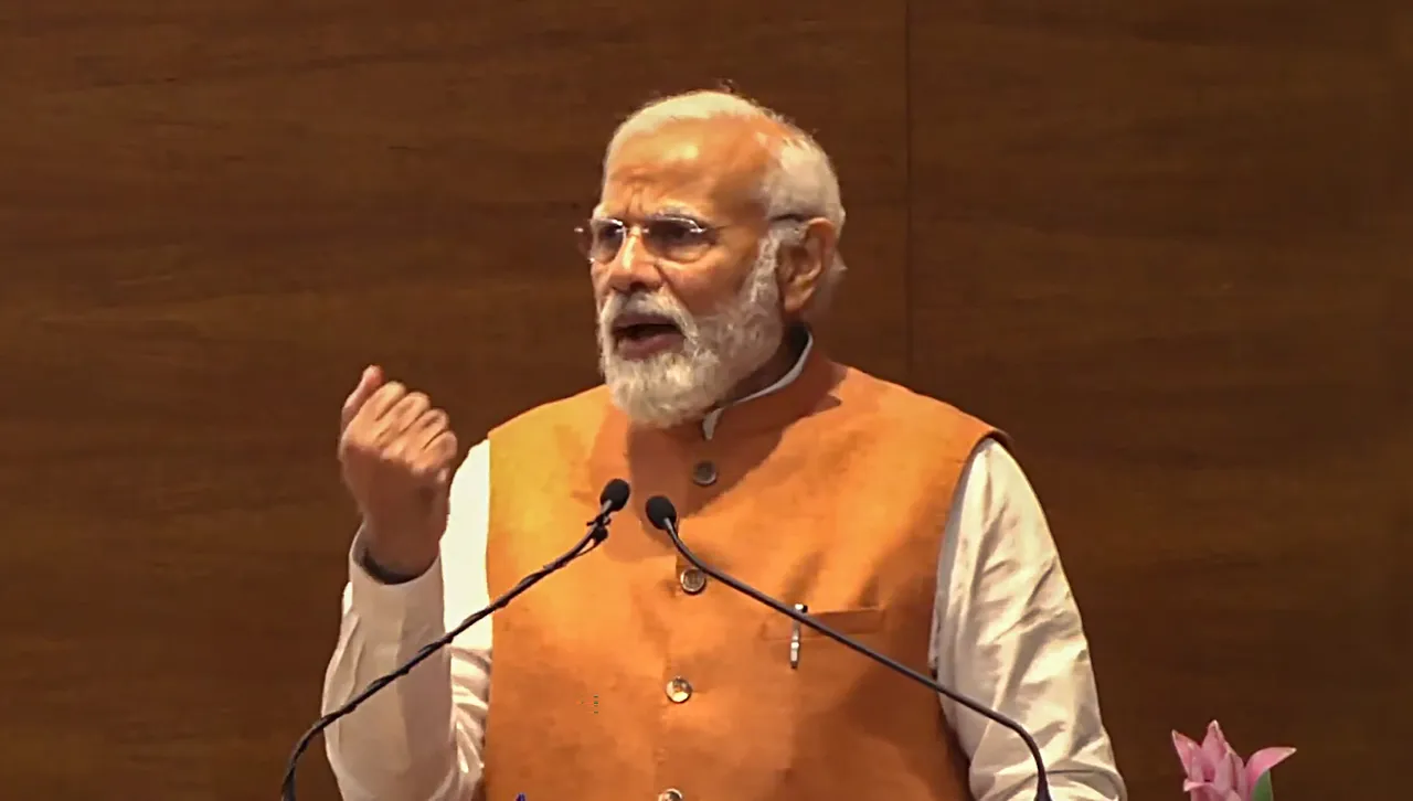 Prime Minister Narendra Modi addresses the inauguration of the newly-constructed BJP Central Office (Ext.) in New Delh