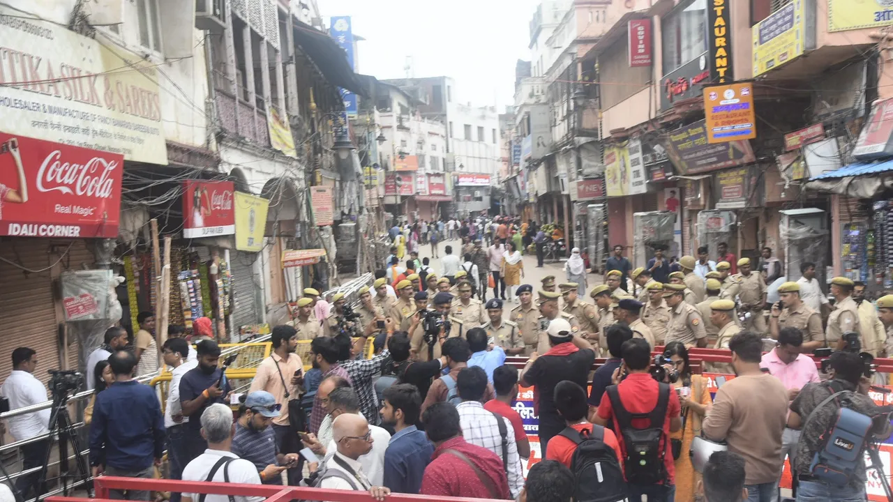 Tight security arrangements as a team of Archaeological Survey of India (ASI) arrives to conduct scientific survey of the Gyanvapi premises, in Varanasi