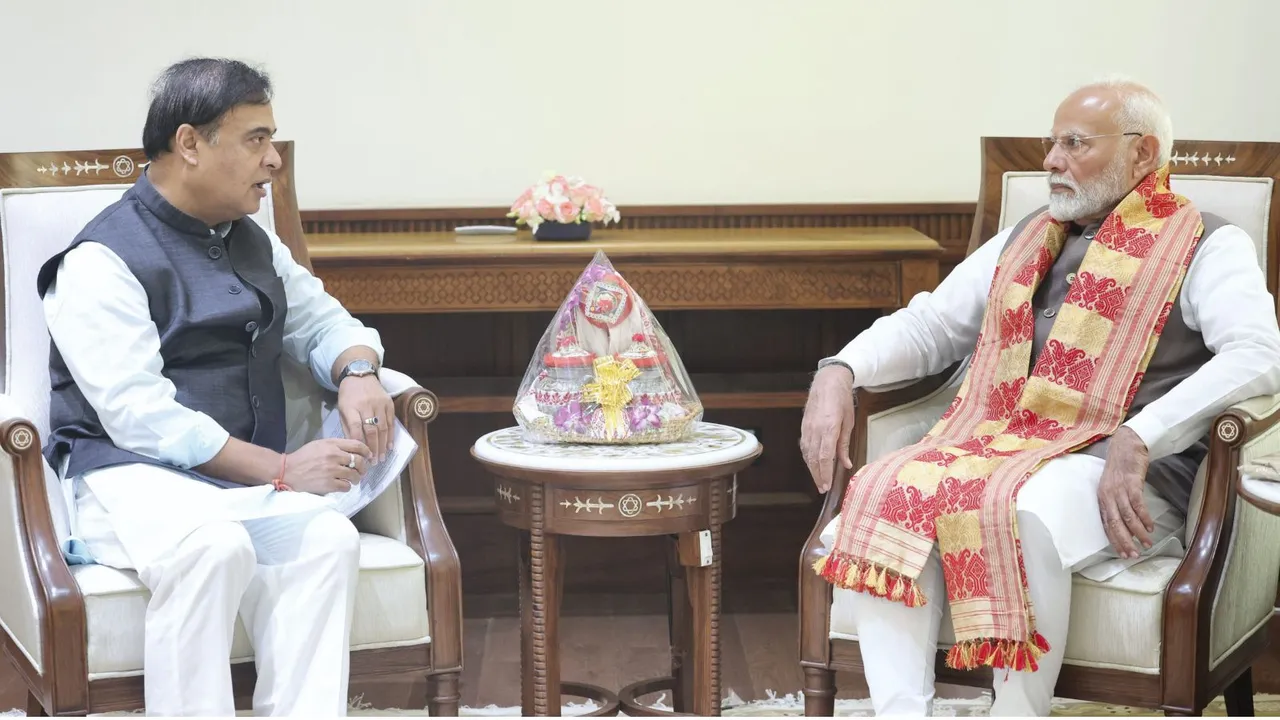 Assam Chief Minister Himanta Biswa Sarma meets Prime Minister Narendra Modi, in New Delhi.