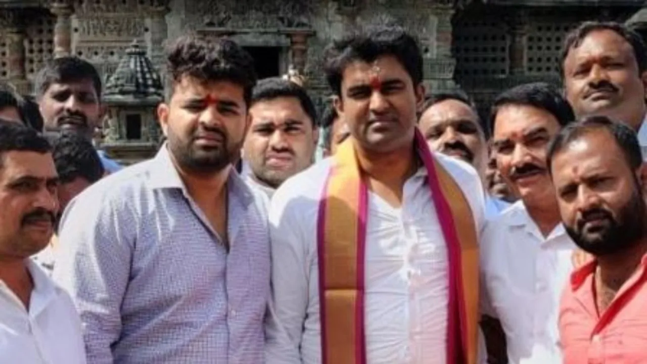 MLC Suraj Revanna with Hassan MP Prajwal Revanna (File image)