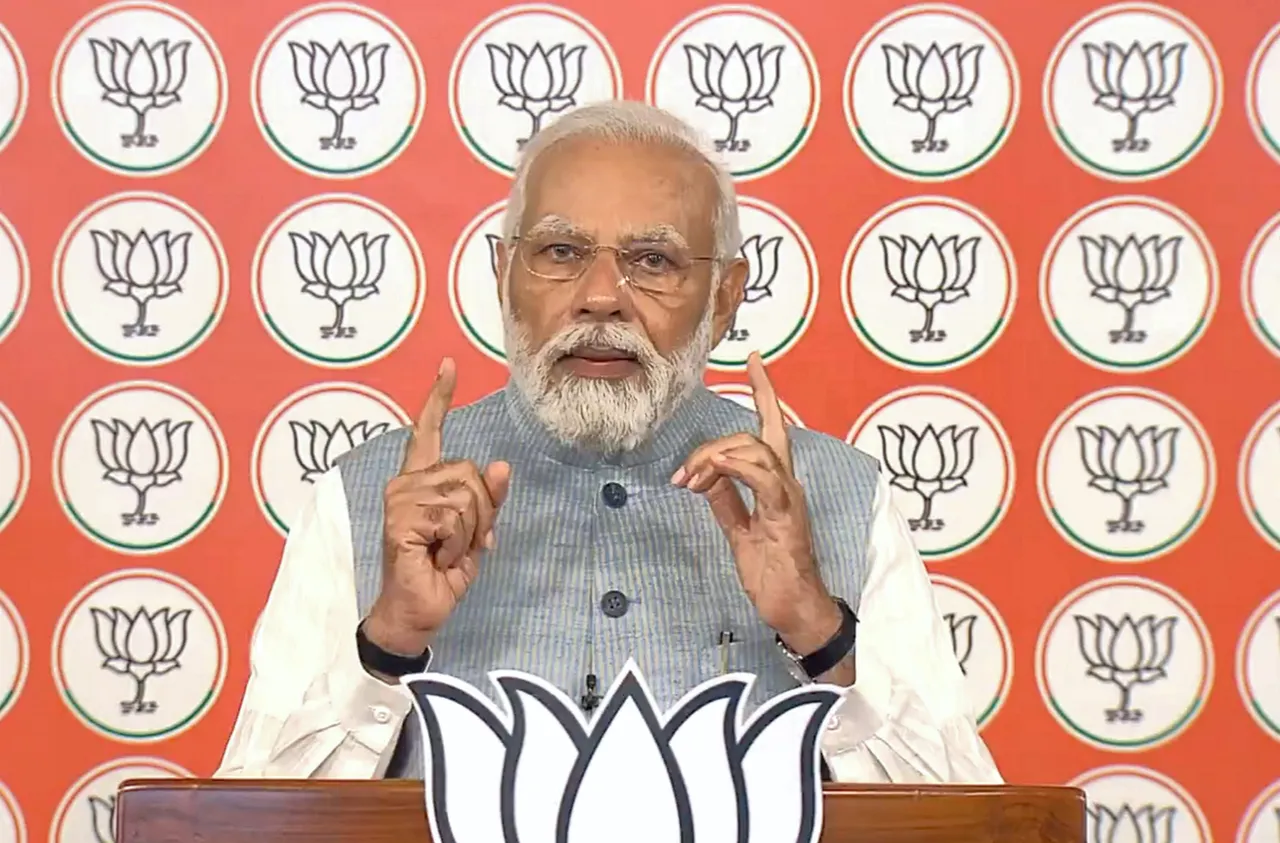 Prime Minister and senior BJP leader Narendra Modi delivers a video message for the people of Karnataka ahead of the Karnataka Assembly elections