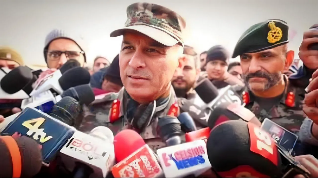 GoC 15 Corps or Chinar Corps, Lt Gen Rajiv Ghai Speaks to reporters on the sidelines of the inaugural function of the General Bipin Rawat Sports Stadium in Baramulla