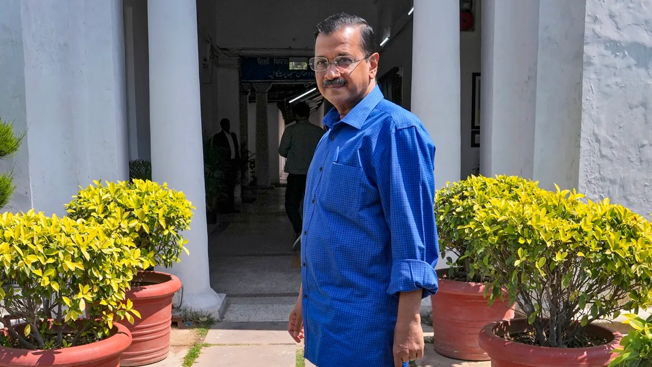 Chief Minister Arvind Kejriwal arrives during the Budget session of Delhi Assembly on Saturday