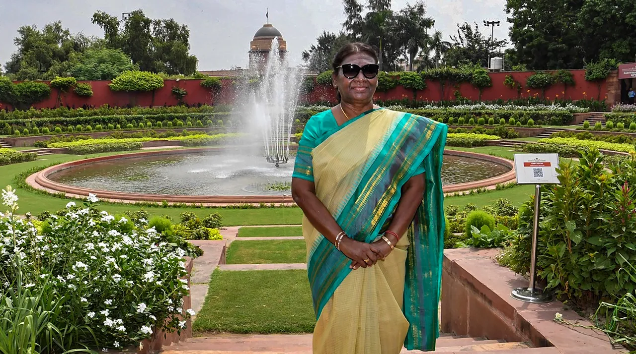 President Droupadi Murmu at Amrit Udyan, in New Delhi. Amrit Udyan has been opened for the public from Aug. 16 to Sept. 17, 2023