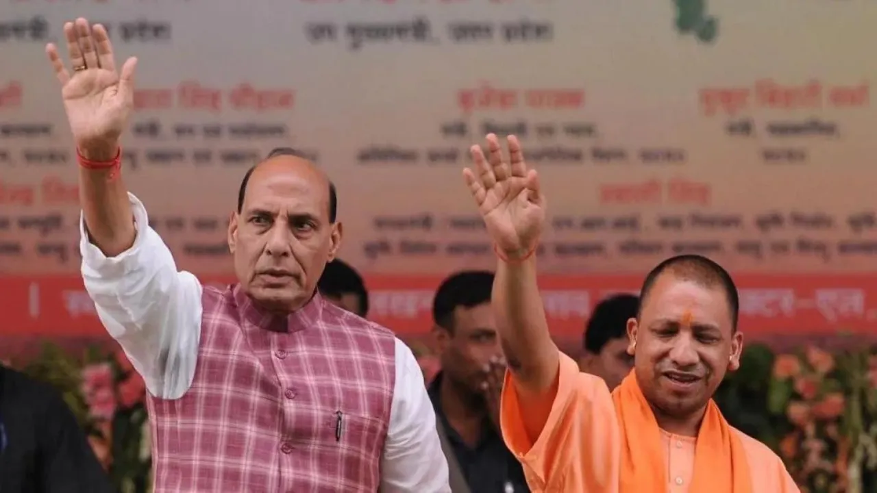 In a file photo Defence Minister Rajnath Singh is with Uttar Pradesh Chief Minister Yogi Adityanath