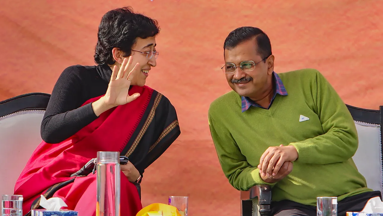 Delhi Chief Minister Arvind Kejriwal with Finance Minister Atishi in New Delhi