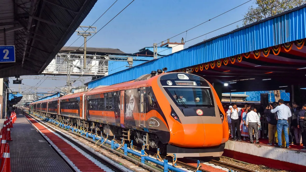 Ranchi-Varanasi Vande Bharat train during its flag-off by Prime Minister Narendra Modi