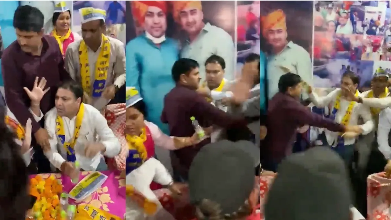 Video AAP MLA Gulab Singh Yadav beaten by party workers