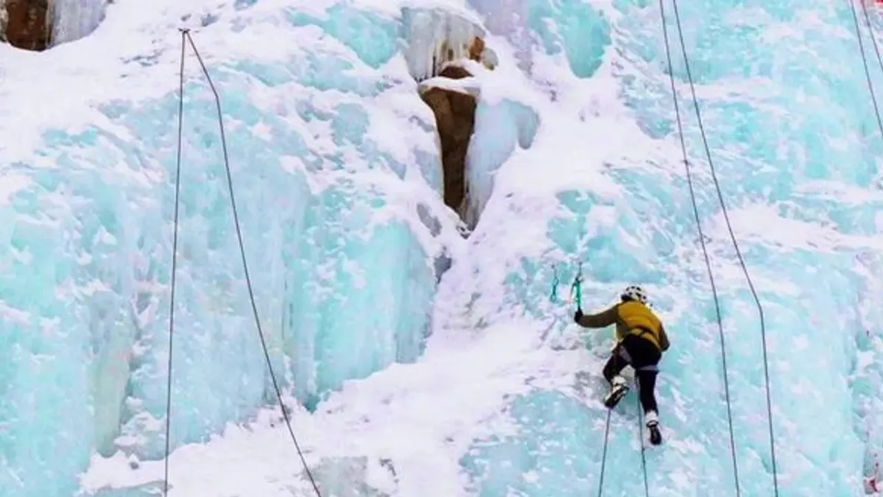 Ice wall climbing competition