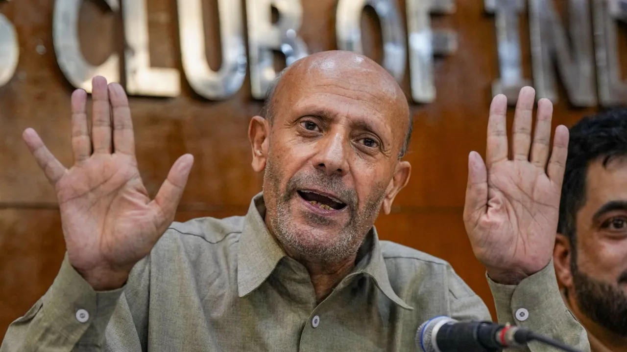 Lok Sabha MP from Baramulla Sheikh Abdul Rashid, popularly known as Engineer Rashid, addresses a press conference at the Press Club of India (PCI), in New Delhi, Wednesday, Sept. 11, 2024.