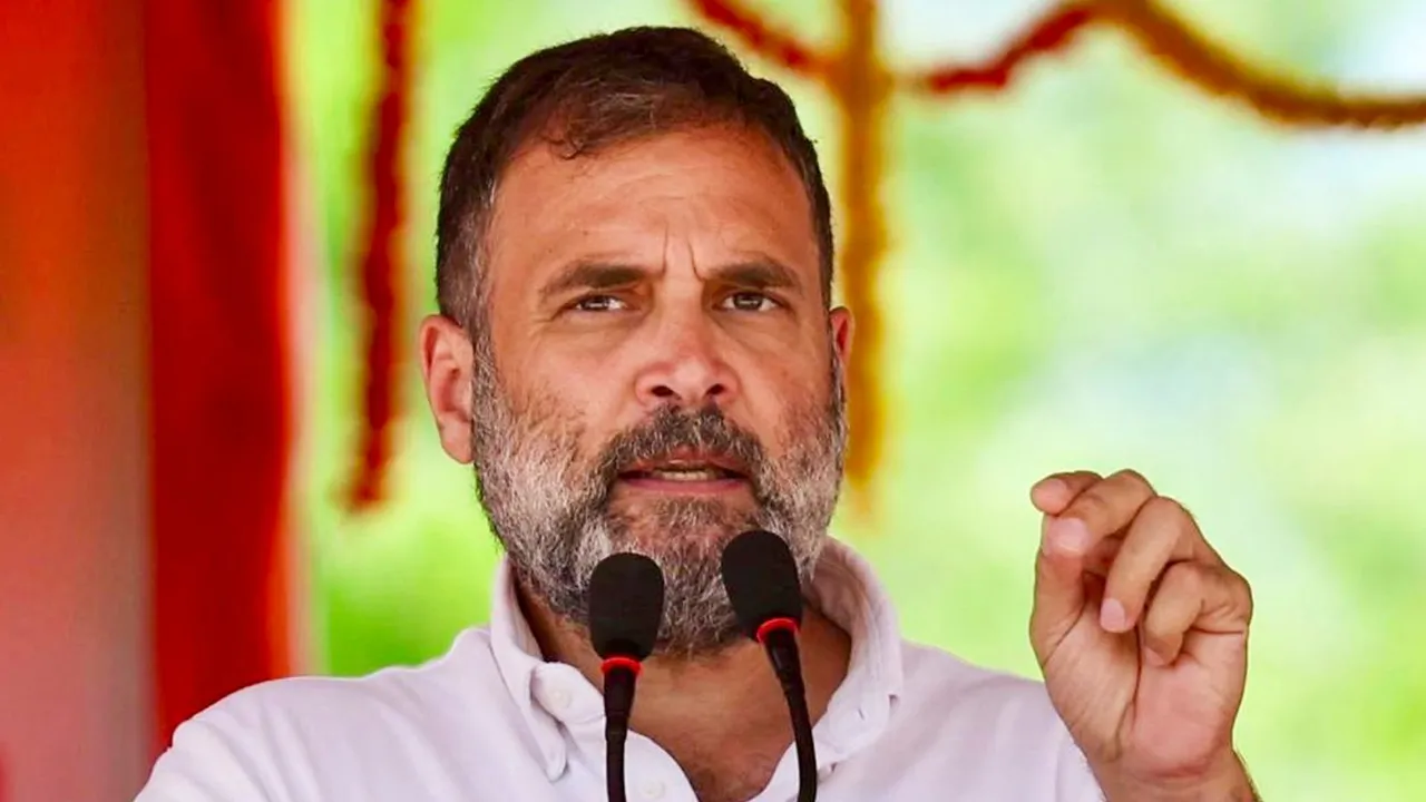 Congress leader Rahul Gandhi addresses an election campaign rally ahead of Lok Sabha polls