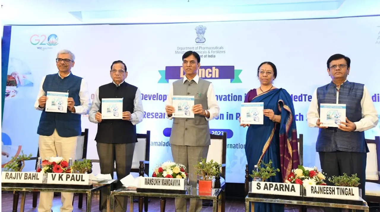 Union health minister Mansukh Mandaviya launching National Policy on Research & Development & Innovation in Pharma-MedTech Sector in India