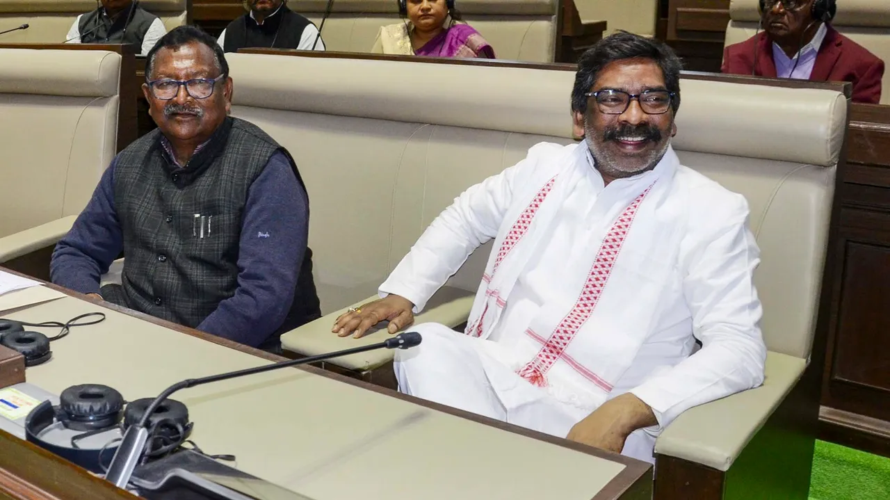 Former Jharkhand chief minister and JMM leader Hemant Soren attends the trust vote of the Champai Soren-led government, in the state Assembly, in Ranchi