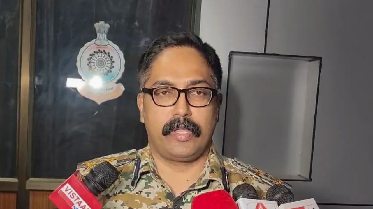 Bastar Inspector General of Police P. Sunderraj speaks with the media regarding the encounter between security forces and Naxalites in Kanker district