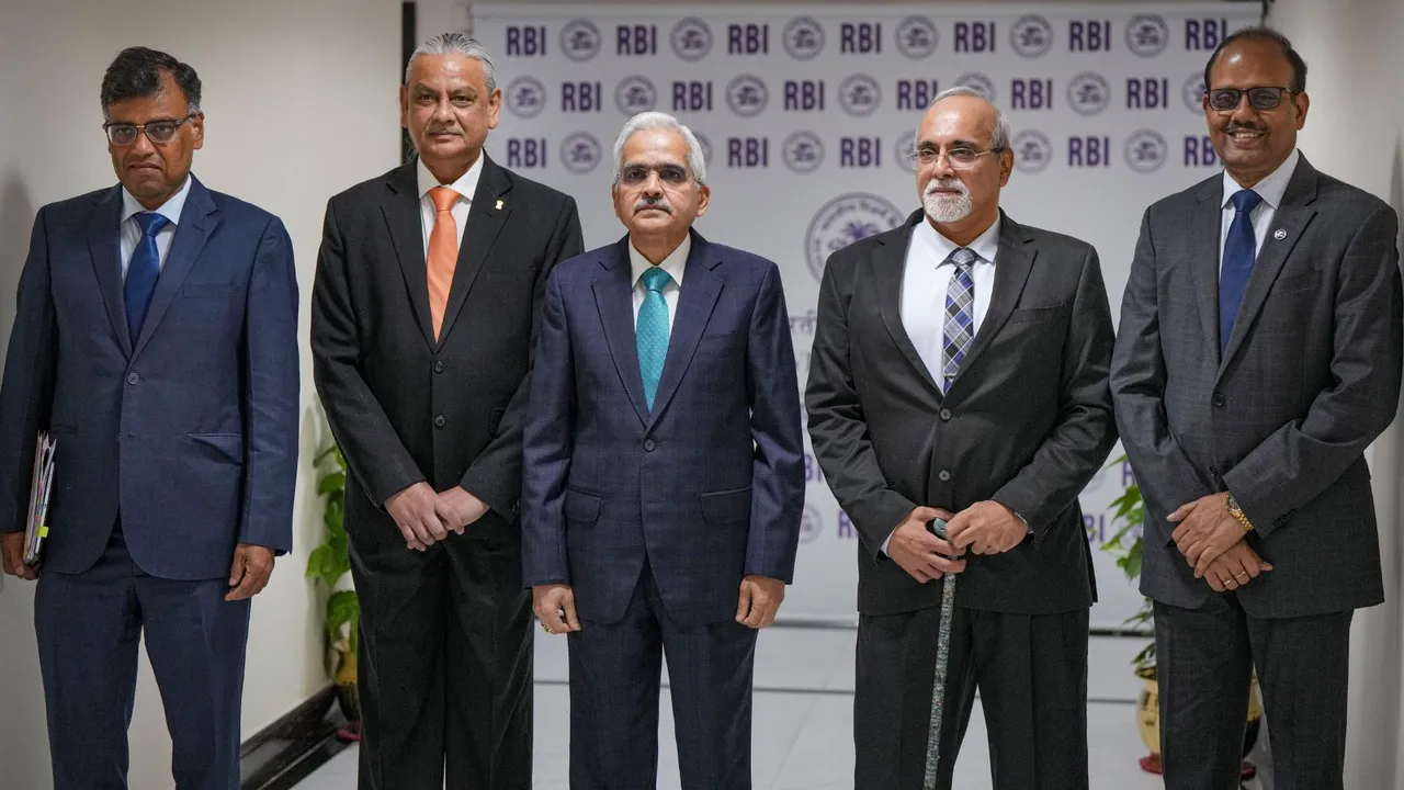 Reserve Bank of India (RBI) Governor Shaktikanta Das along with Deputy Governors T Rabi Shankar, Michael Debabrata Patra, M Rajeshwar Rao and Swaminathan Janakiraman arrives for a press conference, in Mumbai, Friday, June 7, 2024.