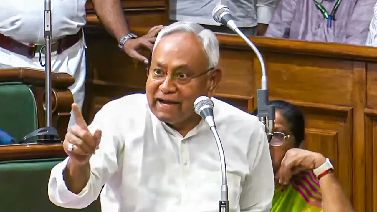 Bihar Chief Minister Nitish Kumar speaks during the state Legislative Assembly session, in Patna, Wednesday, July 24, 2024.