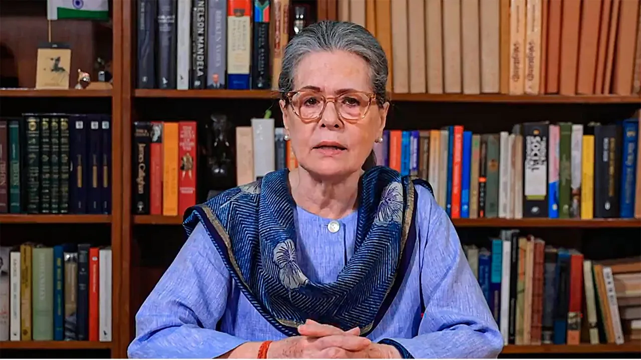 Congress Parliamentary Party Chairperson Sonia Gandhi delivers a video message.