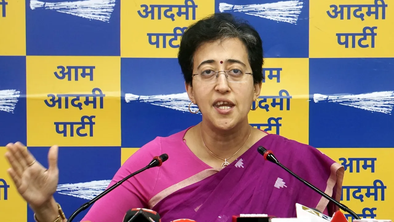 Delhi Minister and AAP leader Atishi addresses at a press conference at the party office, in New Delhi, Friday, March 29, 2024