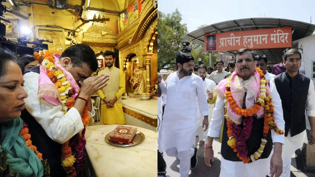 Day after release from jail, Sanjay Singh offers prayers at Delhi temple