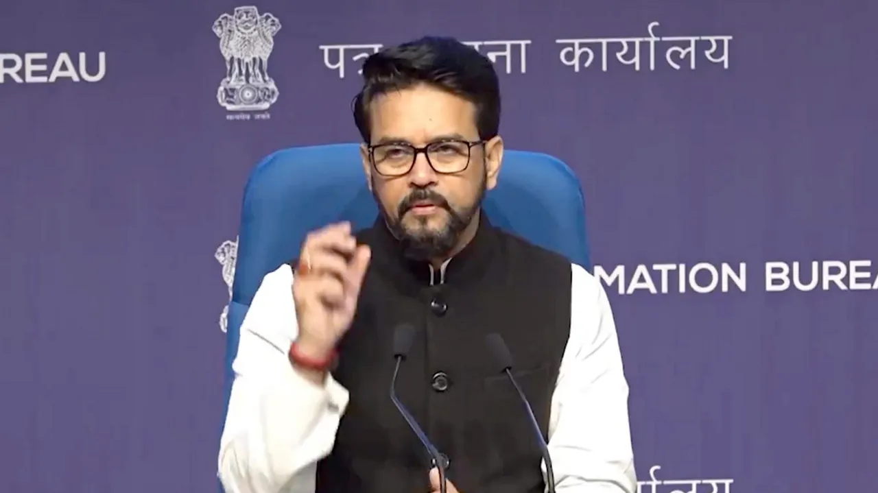 Union Minister Anurag Thakur addressing press conference in New Delhi