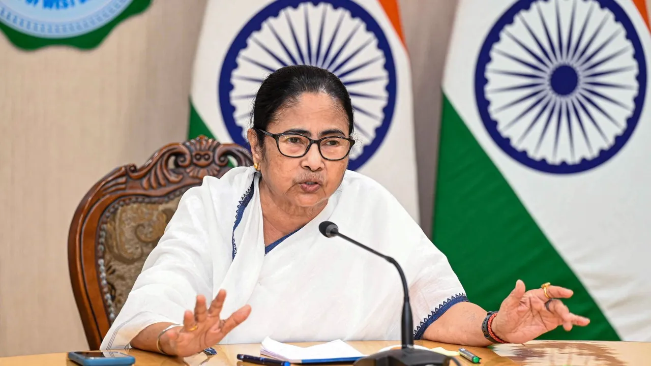 West Bengal Chief Minister Mamata Banerjee addresses a press conference at Nabanna, in Howrah