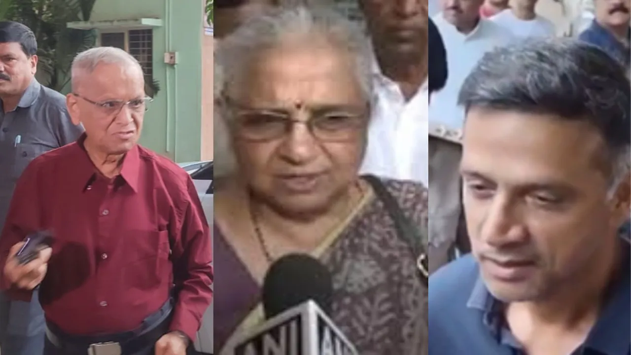 Narayana Murthy, Sudha Murty and Rahul Dravid encourage citizens to vote in large numbers