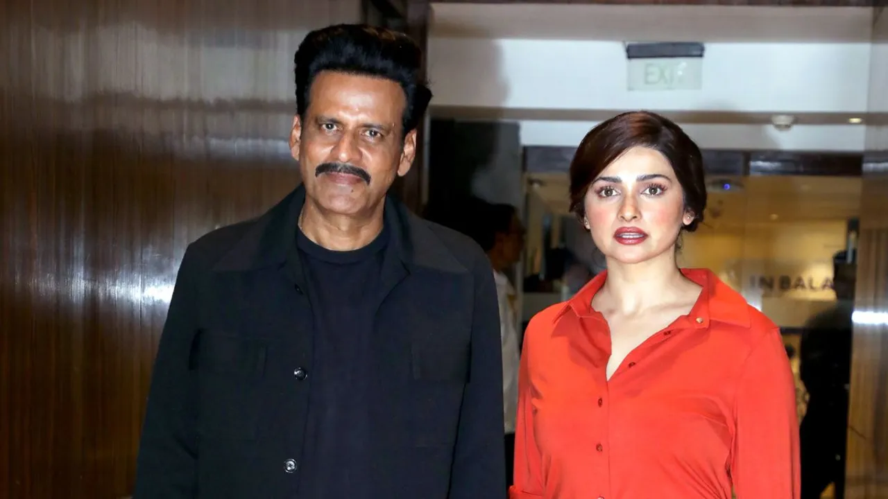 Actors Manoj Bajpayee and Prachi Desai pose for photos during the trailer launch of the movie 'Silence 2', in Mumbai, Tuesday, April 2, 2024