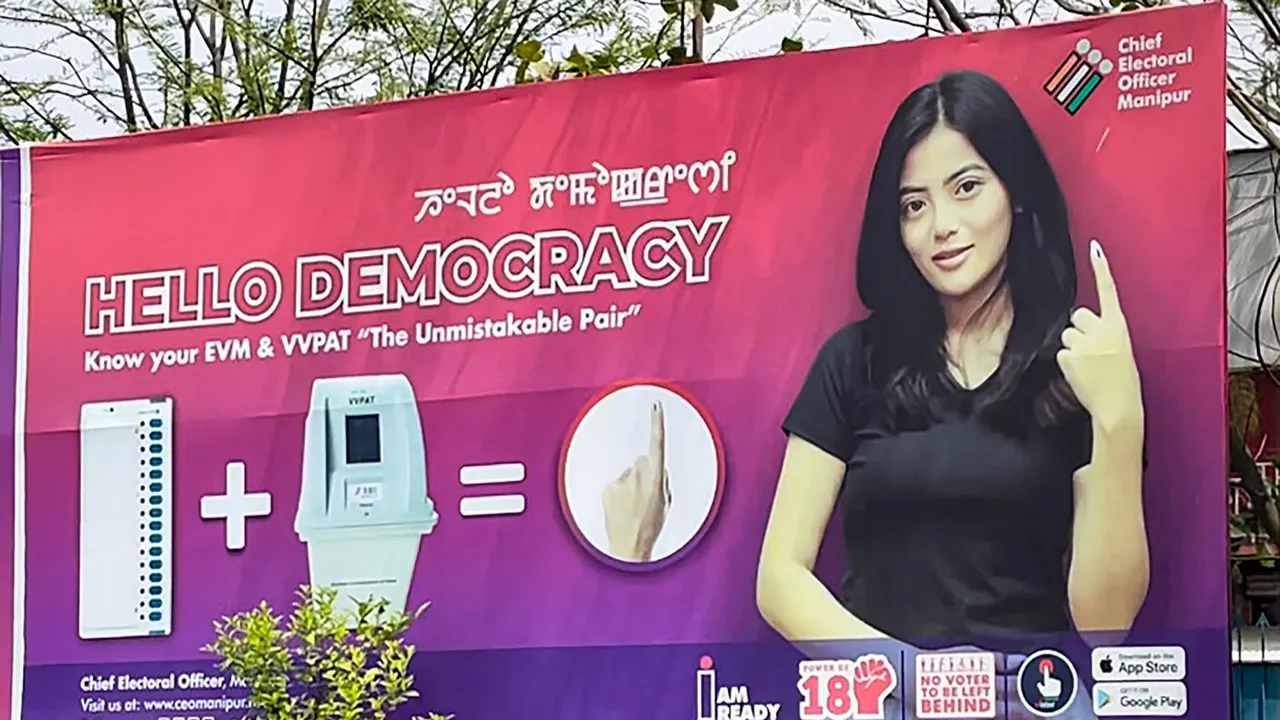 Posters by Election Commission in Manipur ahead of Lok Sabha polls